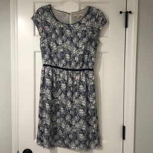 LOFT Blue and White Floral Dress
